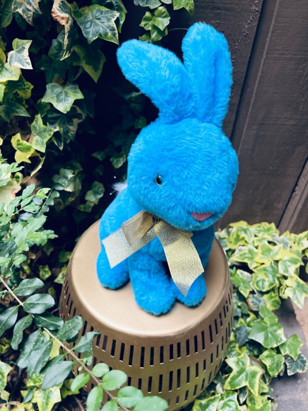 Animal Adventures Plush Blue Bunny Rabbit with Gold Bow Easter 2025